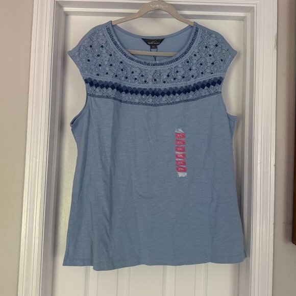 Eddie Bauer Sleevless Top XXL Boho NWT Blue - Picture 1 of 5